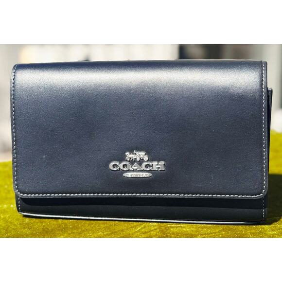 Coach Handbags - ✨ NWT - Coach Small Flap Clutch Crossbody Bag in Black Leather (Style CP034)